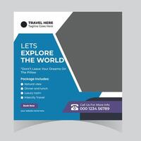 Inspiring Travel Social Media Post Explore the World, Leave Your Dreams Behind, Luxury Package Included vector