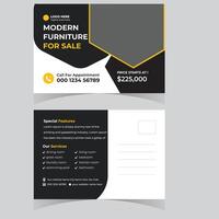 Stylish Modern Furniture for Sale Postcard Design Elegant Black and Yellow Theme with High-End Property Features vector