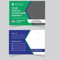 Professional Healthcare Postcard Design Modern Template for Urgent Medical Services and Emergency Contact - Professional digital artwork with vibrant colors and detailed composition vector