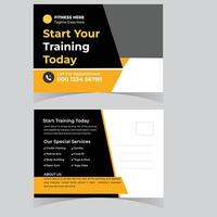 Start Your Fitness Training Today Motivational Postcard Design with Yellow and Black Theme - Professional digital artwork with vibrant colors and detailed composition vector