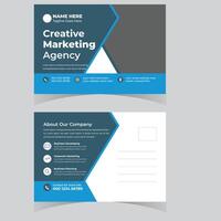 Professional Modern Creative Marketing Agency Postcard Template Design with Blue and Gray Color Scheme - Professional digital artwork with vibrant colors and detailed composition vector