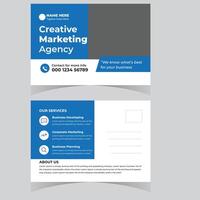 Professional Creative Marketing Agency Postcard Design Blue and Gray Template for Business Development - Professional digital artwork with vibrant colors and detailed composition vector