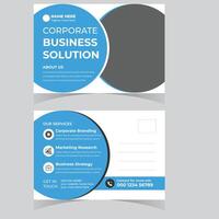 Professional Corporate Business Solution Postcard Template Design with Modern Blue and Gray Color Scheme - Professional digital artwork with vibrant colors and detailed composition vector