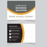 Professional Modern Corporate Business Solution Postcard Template Design with Elegant Yellow and Gray Accents - Professional digital artwork with vibrant colors and detailed composition vector