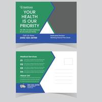 Professional Healthcare Postcard Design Prioritizing Your Health with Dedicated Doctors Working Around the Clock - Professional digital artwork with vibrant colors and detailed composition vector