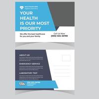 Professional Healthcare Postcard Design Promoting Top-Priority Health Services with a Modern, Clean Aesthetic - Professional digital artwork with vibrant colors and detailed composition vector