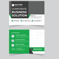 Professional Green and Gray Corporate Business Solution Postcard Design Template - Professional digital artwork with vibrant colors and detailed composition vector