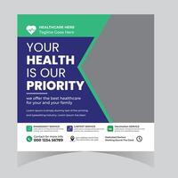 Modern Healthcare Flyer Design Promoting Family Wellness with 247 Doctor Availability and Comprehensive Services - Professional digital artwork with vibrant colors and detailed composition vector