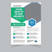 Professional Healthcare Flyer Design Attractive 50 Off Discount, Modern Layout, Promoting Health Services - Professional digital artwork with vibrant colors and detailed composition vector