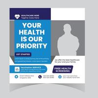 Prioritizing Your Health A Calming Healthcare Service Flyer Promoting Vaccination and Free Screenings in Singapore vector