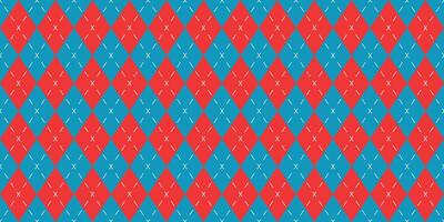 Seamless pattern with red and blue argyle diamonds and white stitched accents, festive geometric design symbolizing Christmas and winter, ideal for fabrics, crafts, backgrounds, wrapping vector