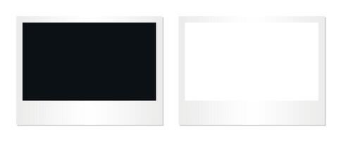 Minimal retro blank photo frame set with black and white variants isolated on transparent background for nostalgic album layout collage memory design and instant photography mockup vector