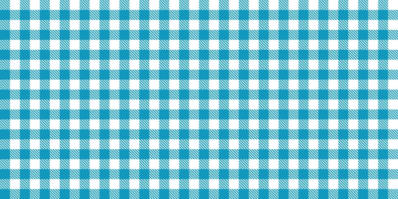 Seamless pattern with blue and white gingham check design, classic picnic style fabric texture for clothing, kitchen decor, or summer tablecloths and retro textile applications