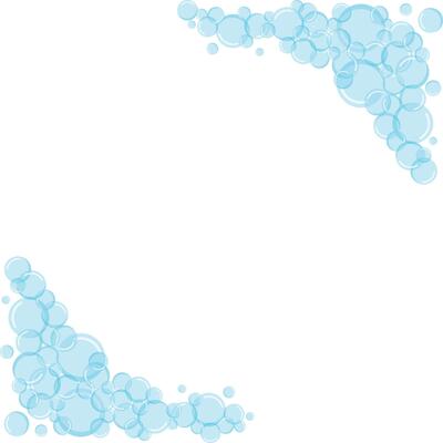 Blue Bubble soap - Flat design blue color isolate background