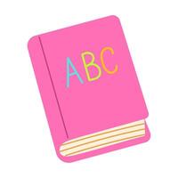 A pink book with the letters ABC on it. The book is colorful and has a playful design vector
