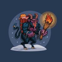 Mythical creature and girl in snow vector