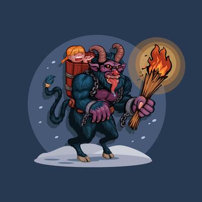 Krampus Monster Cartoon Illustration