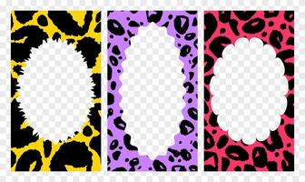 A set of frames with an abstract pattern of the skin of a leopard, a cheetah. Vertical wallpaper for social networks, background for publications and photos. vector