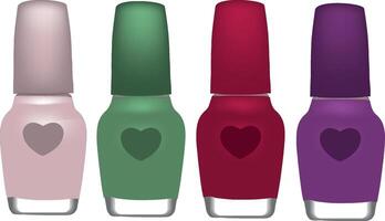 Nail polish bottles with hearts on them vector