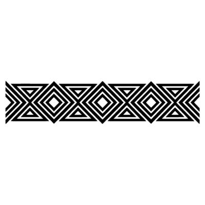 Geometric Deco Border, Minimalist Pattern, Black White, Diamonds