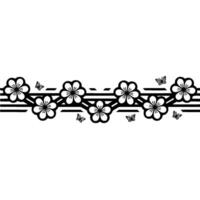 Elegant Sakura Border with Butterfly Motifs Minimalist vector