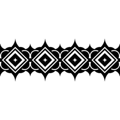 Geometric Tribal Border, Black and White, Stylized Pattern, Decorative