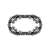 Elegant Japanese Blossom Oval Frame, Minimalist vector