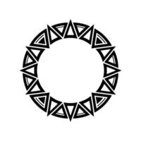Geometric Tribal Circle Frame, Black White - Pattern vector