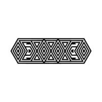 Geometric Deco Border, Minimalist Black White, Hexagon vector