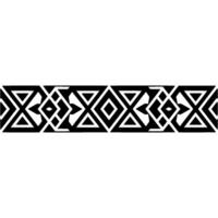 Geometric Tribal Border, Stylized Black White Pattern, Abstract vector