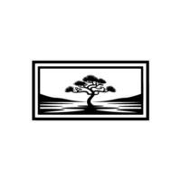 Serene Silhouette Bonsai Tree Reflection vector