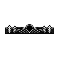 Serene Horizon Minimalist Landscape Emblem, Trees vector