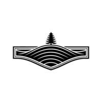 Minimalist Landscape Emblem Pine Tree Rolling Hills vector