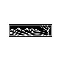 Serene Mountain Silhouette, Minimalist Landscape Emblem vector