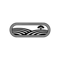 Minimalist Landscape Emblem, Serene Horizon, Tree vector