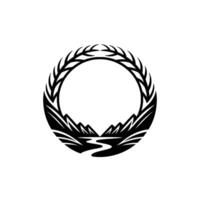 Rustic Mountain Emblem, Natural Circle, Adventure Symbol vector