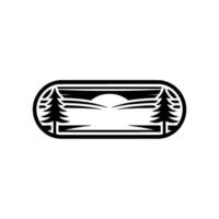 Serene Mountain Silhouette, Dawn Horizon Emblem vector