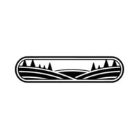 Serene Landscape Silhouette, Minimalist Mountain Vista vector