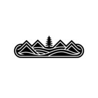 Minimalist Mountain Silhouette with Pine Tree - Emblem vector