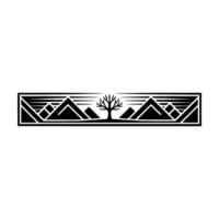 Geometric Mountainscape with Tree Silhouette - Minimalist Emblem vector