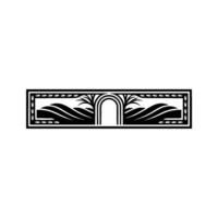 Stylized Desert Gateway, Minimalist Landscape Emblem vector