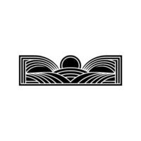 Geometric Horizon Stylized Landscape Emblem, Minimalist vector