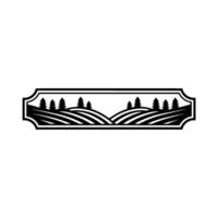 Serene Landscape Emblem, Rustic Mountain Silhouette vector