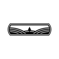Rustic Landscape Emblem, Mountain Silhouette vector