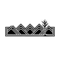 Geometric Mountainscape with Palm Silhouette - Minimalist Emblem vector