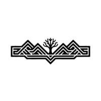 Geometric Mountain Tree Emblem, Minimalist Landscape vector