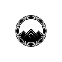 Geometric Mountain Emblem, Tribal Circle, Minimalist vector