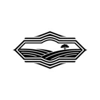 Geometric Landscape Emblem, Serene Horizon vector