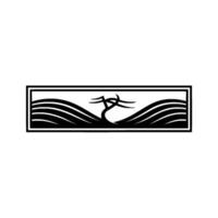 Minimalist Wave Tree Emblem, Coastal Serenity vector