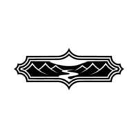 Dramatic Mountain Silhouette, Vintage Badge vector